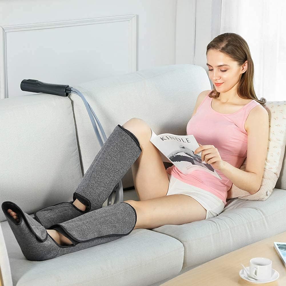 Black Air Compression Leg Massager with Heat, 3 Mode 3 Intensities O34162
