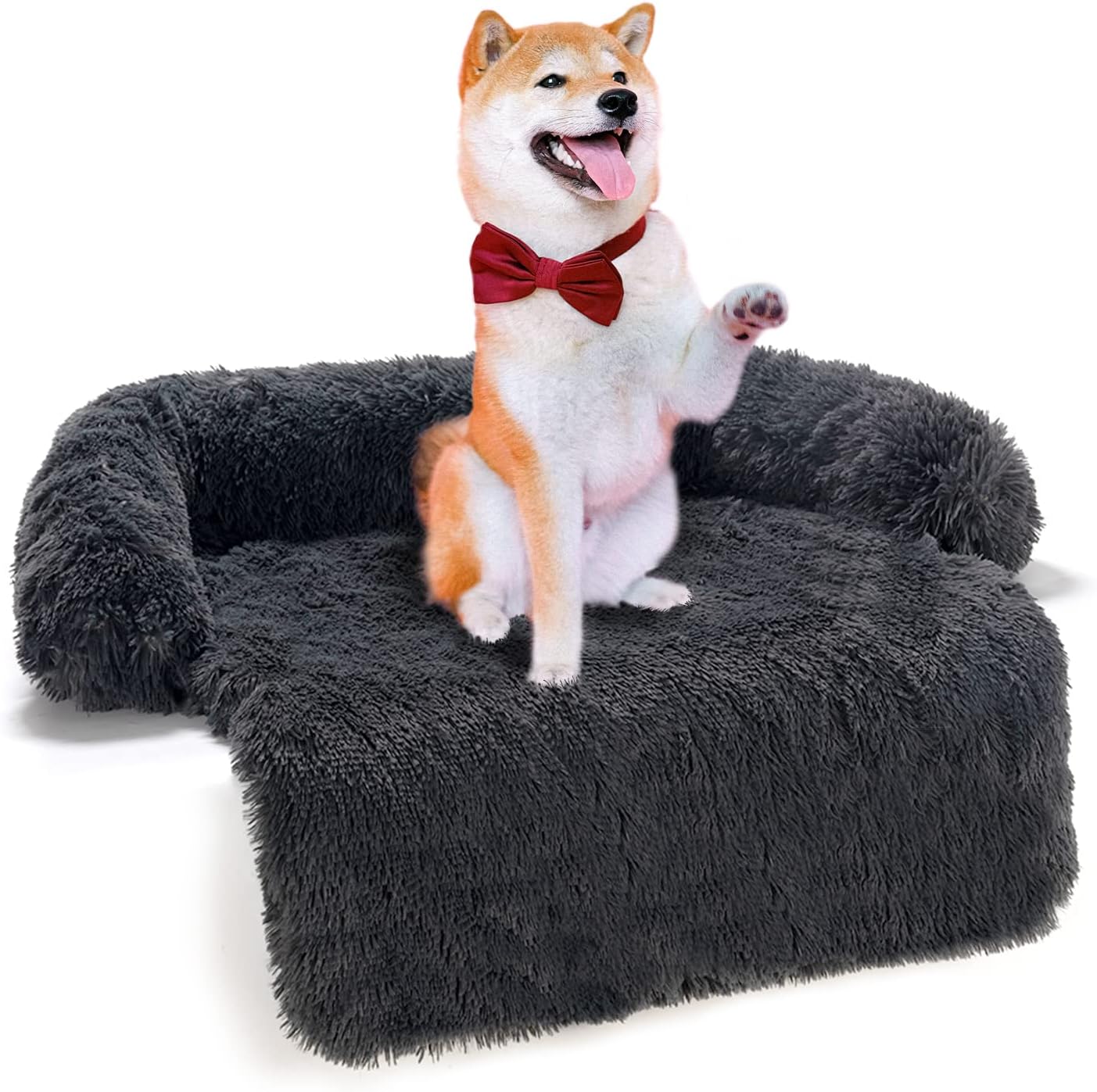 Calming Dog Bed, Soft Fluffy Plush Dog Bed Mat with Removable Washable Cover & Waterproof Liner, Pack of 2 Z2573