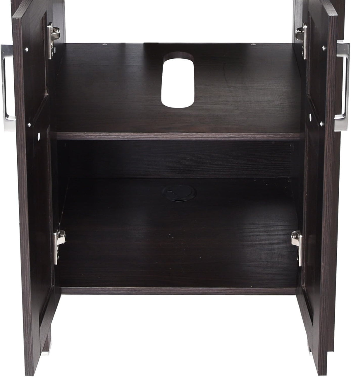 Dark Coffee 24 Inches Single Bathroom Vanity with Tempered Glass Round Sink Top and 2-Door Cabinet Y240