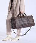Brown Checkered Travel Duffel Bag N89616