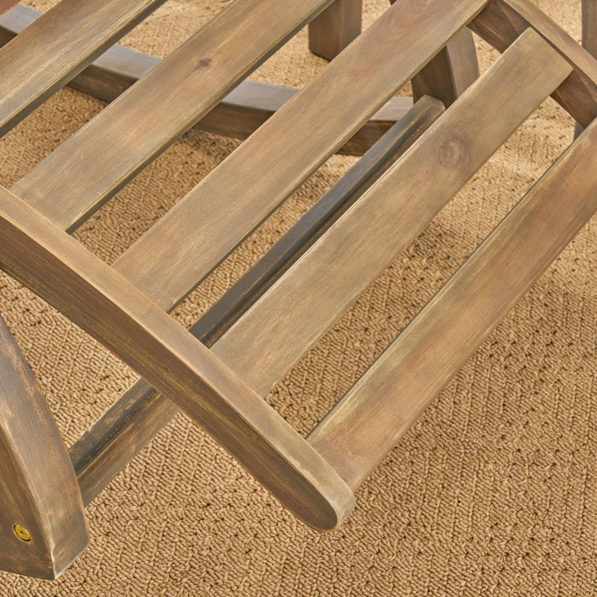 Rustic Acacia Wood Recliner Rocking Chair with Side Table B389