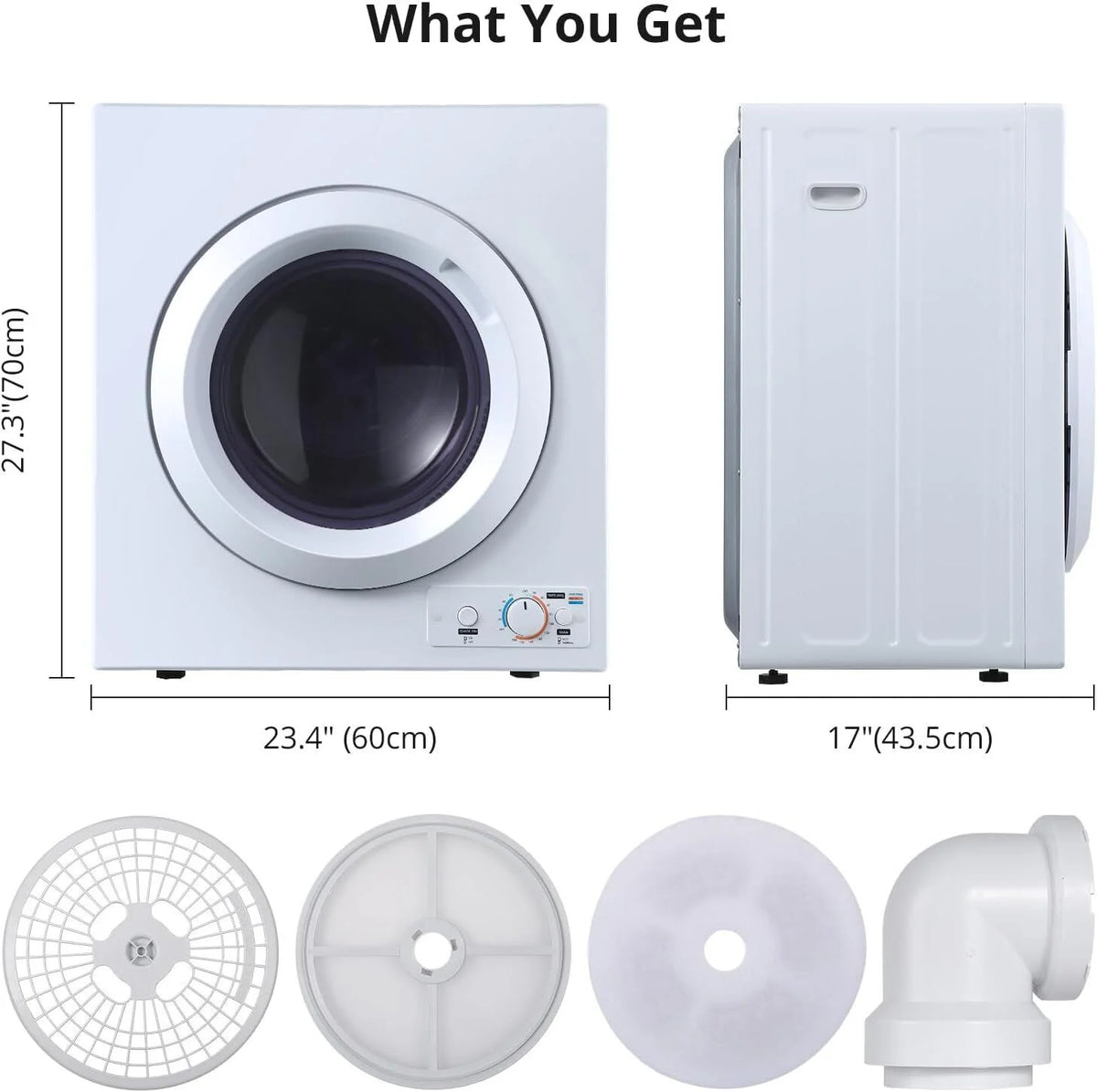 Portable Electric Clothes Dryer 2.65 cu. ft Stainless Steel Tub V335