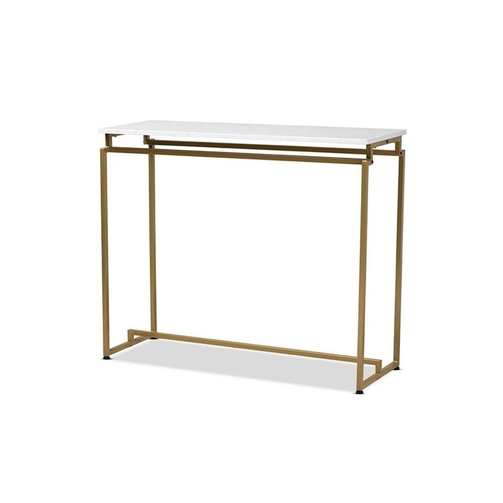 Gold Faux Marble Console Table E92430