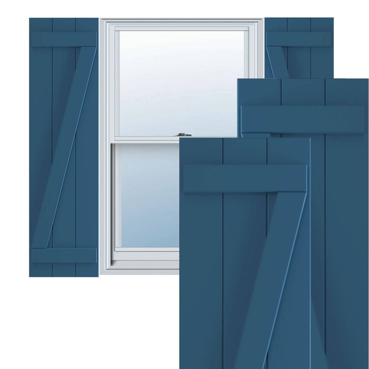 16 1/8x22W x 41x22H PVC Three Board Joined Board-n-Batten Shutters W796763