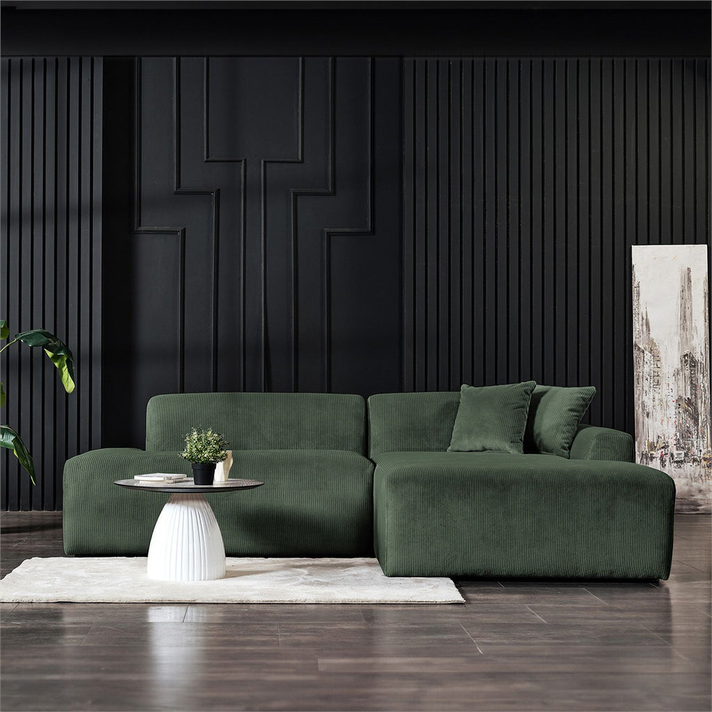Green Velvet Right Sectional Sofa V217154
