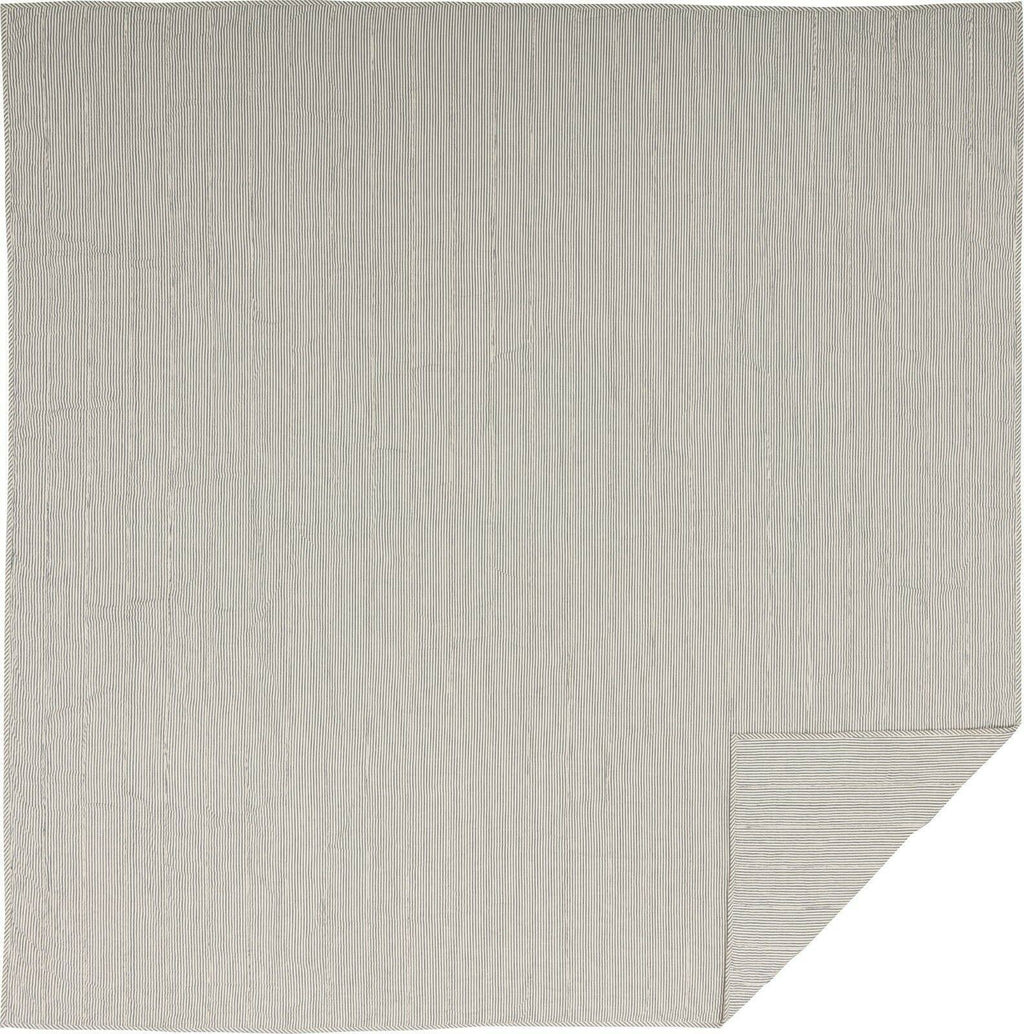 Blue Ticking Stripe King Quilt Coverlet Z242