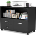 Black 3 Drawer Mobile Lateral Filing Cabinet with Lock and Rolling Wheels L236