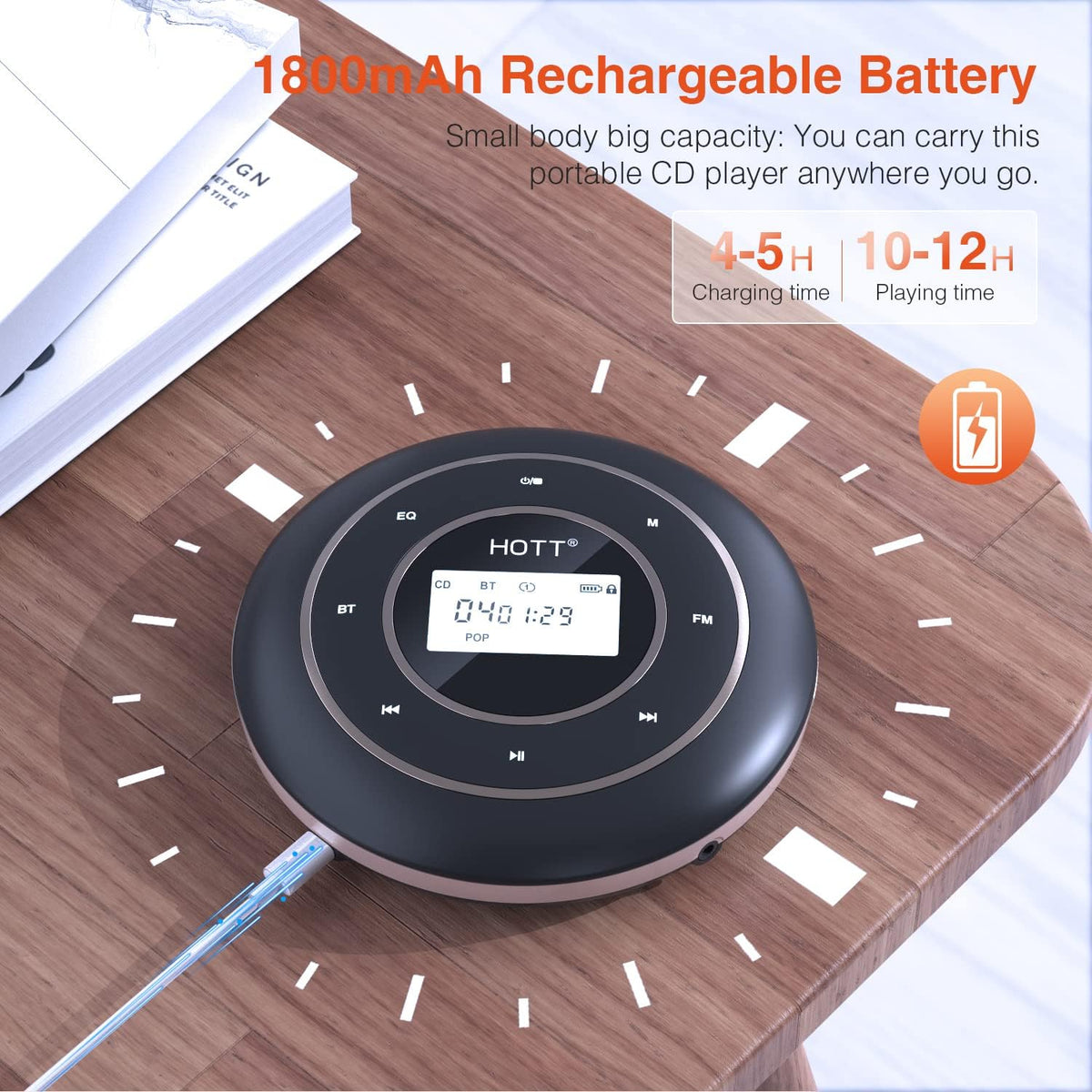 Portable CD Player with Bluetooth and FM Transmitter M722