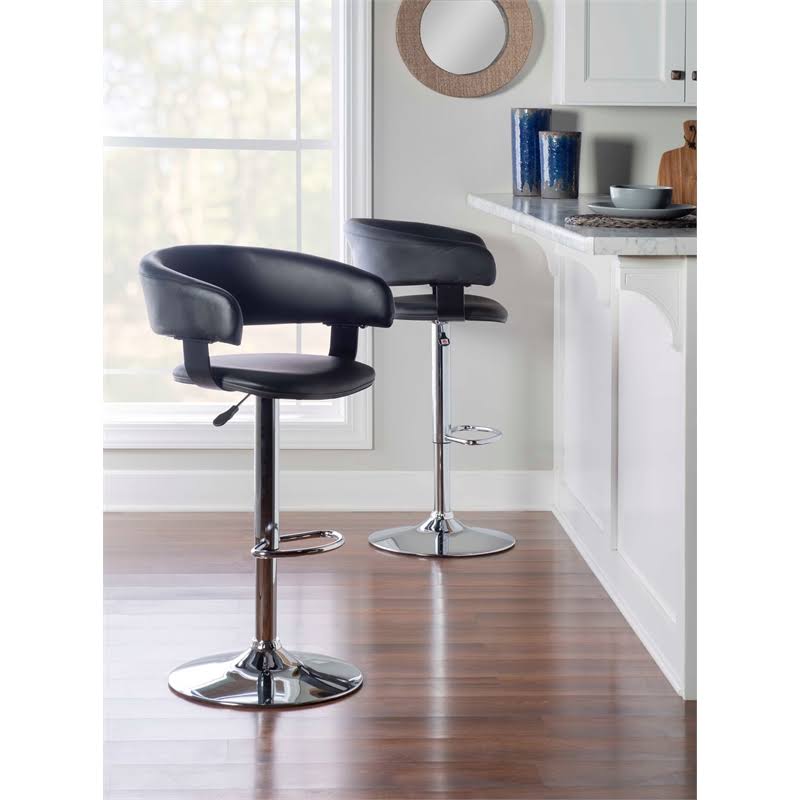 Black Faux Leather Adjustable Height Bar Stool Z47703