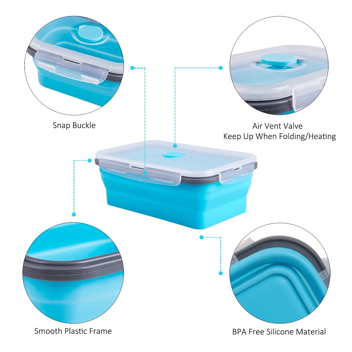 Blue Set of 4 Collapsible Food Storage Containers E8696