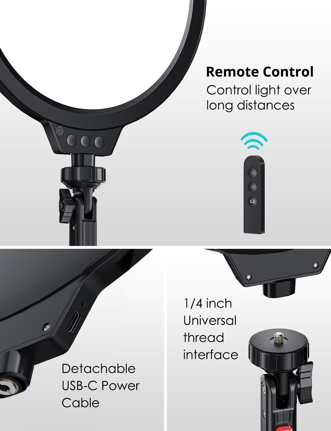 10" LED Video Light with Adjustable Tripod Stand, 3 Modes 5 Brightness Levels, Pack of 2 E892