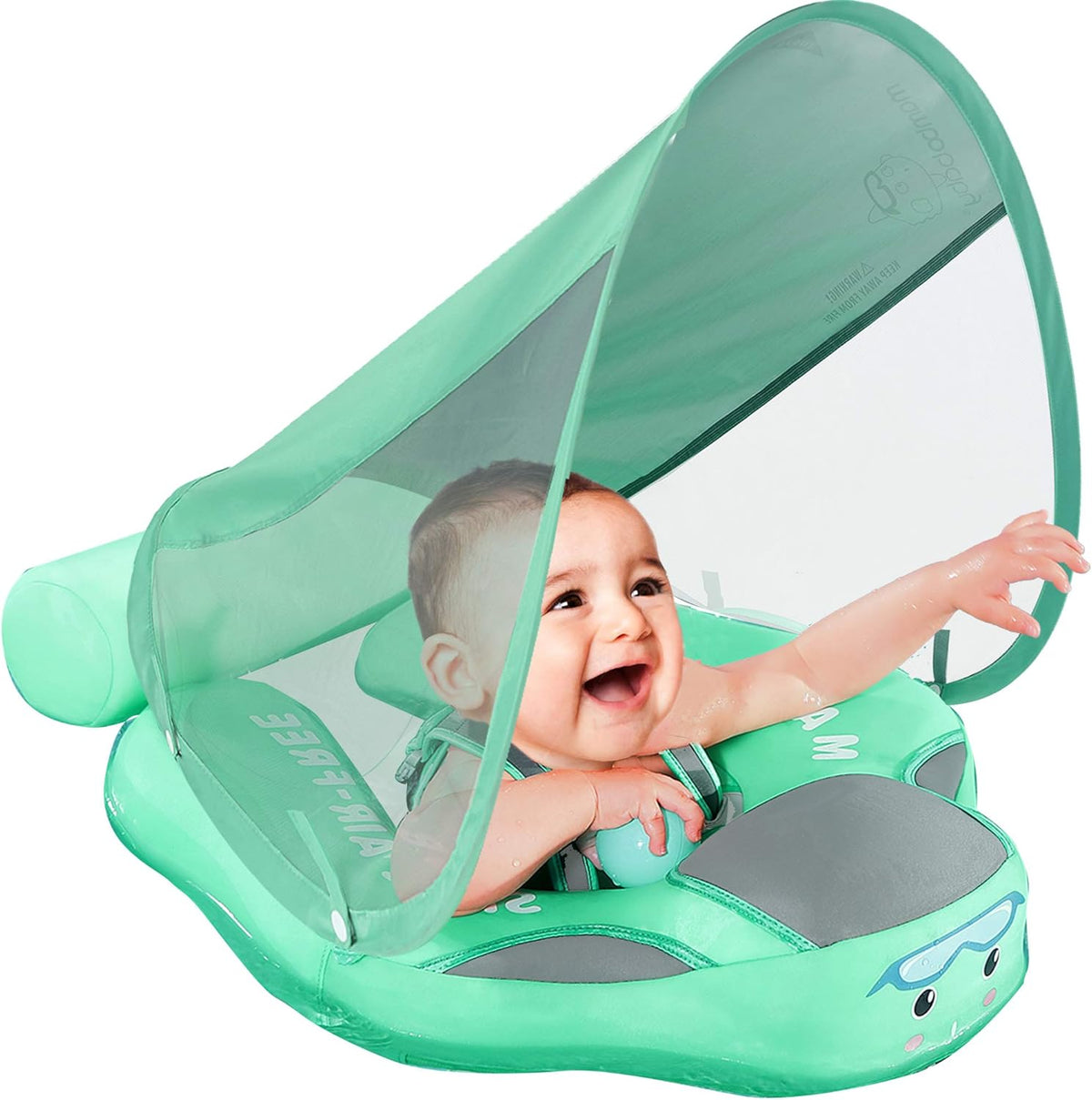 Pink Ladybug Baby Swim Ring with Removable UPF 50+ Canopy H786