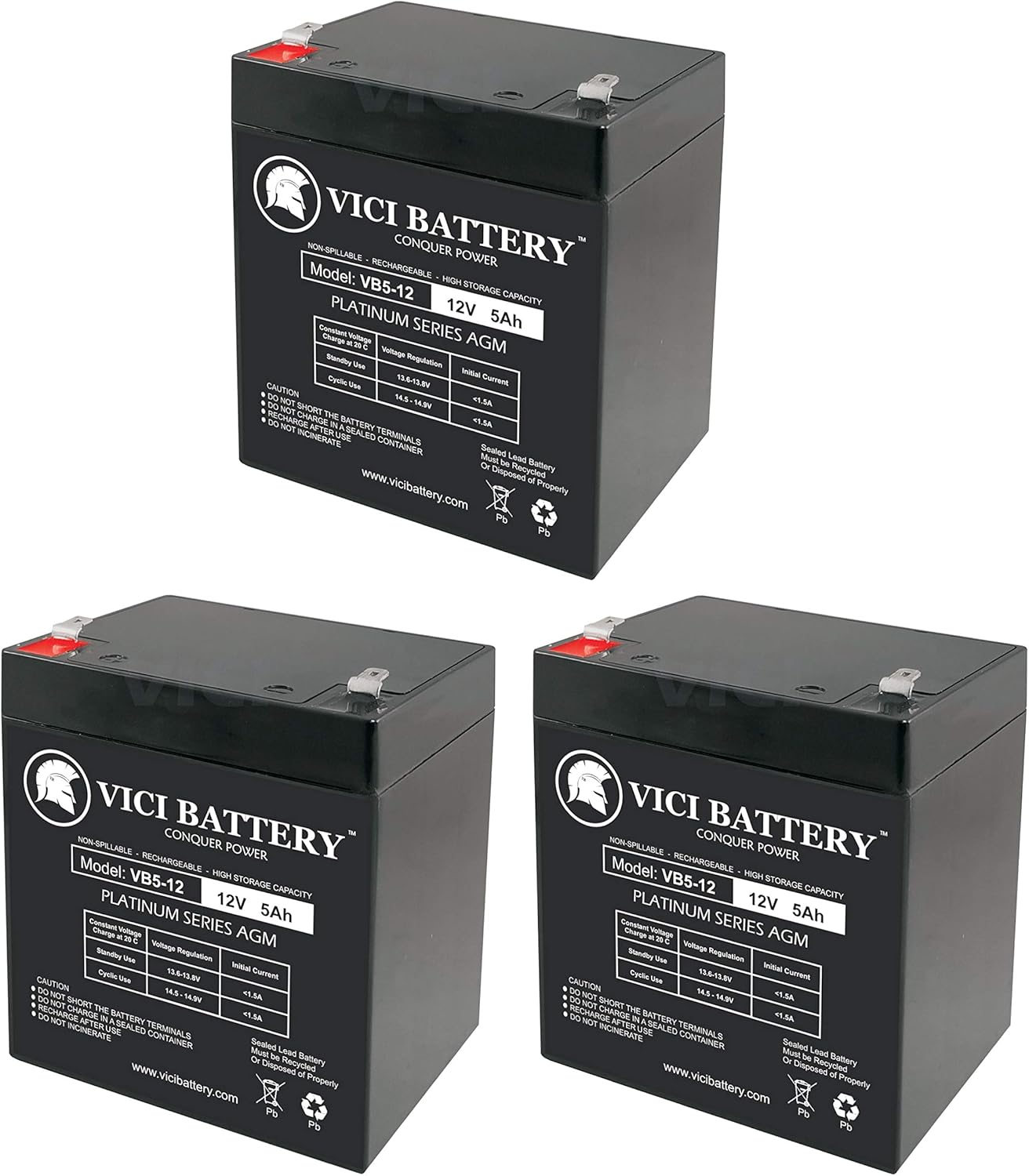 12V 5AH SLA Battery 3 Pack U847029