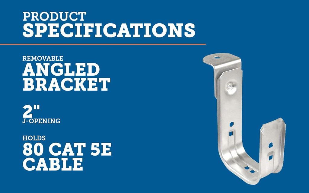 2 Inch Zinc Plated Steel Ceiling Mount J-Hook, 50 Pack Q126415