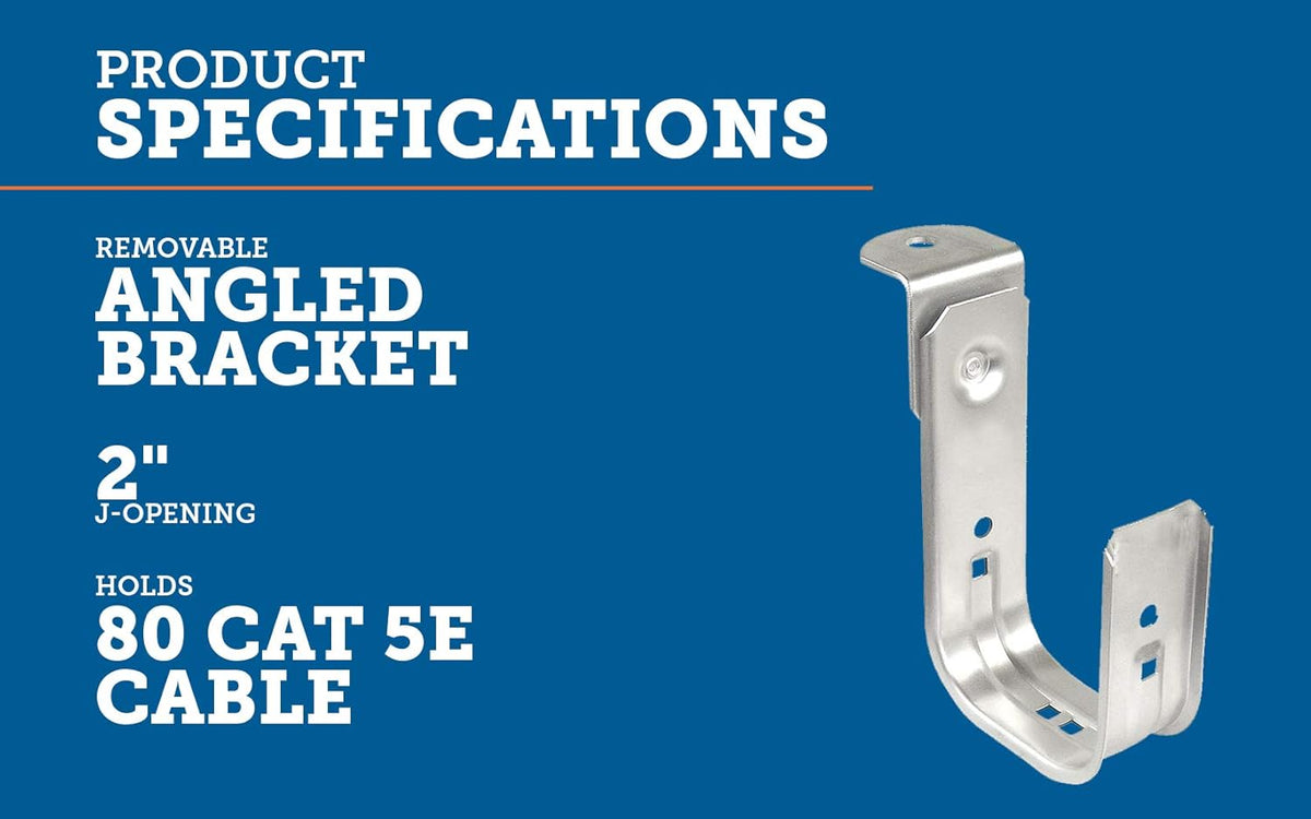 2 Inch Zinc Plated Steel Ceiling Mount J-Hook, 50 Pack Q126415