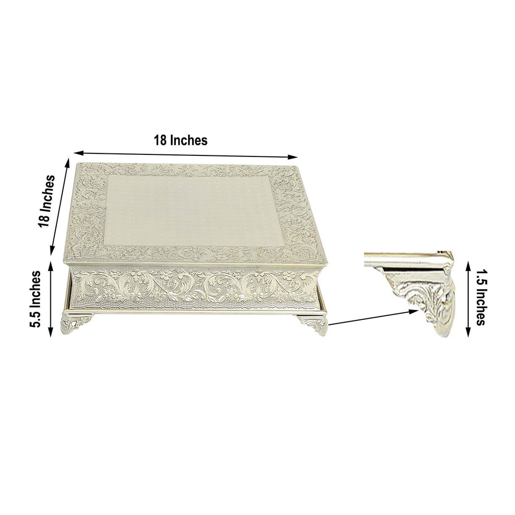 Gold Square Embossed Wedding Cake Stand Riser C689178