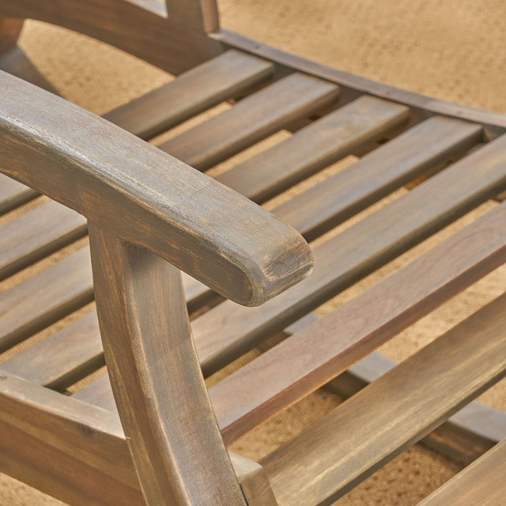 Rustic Acacia Wood Recliner Rocking Chair with Side Table B389