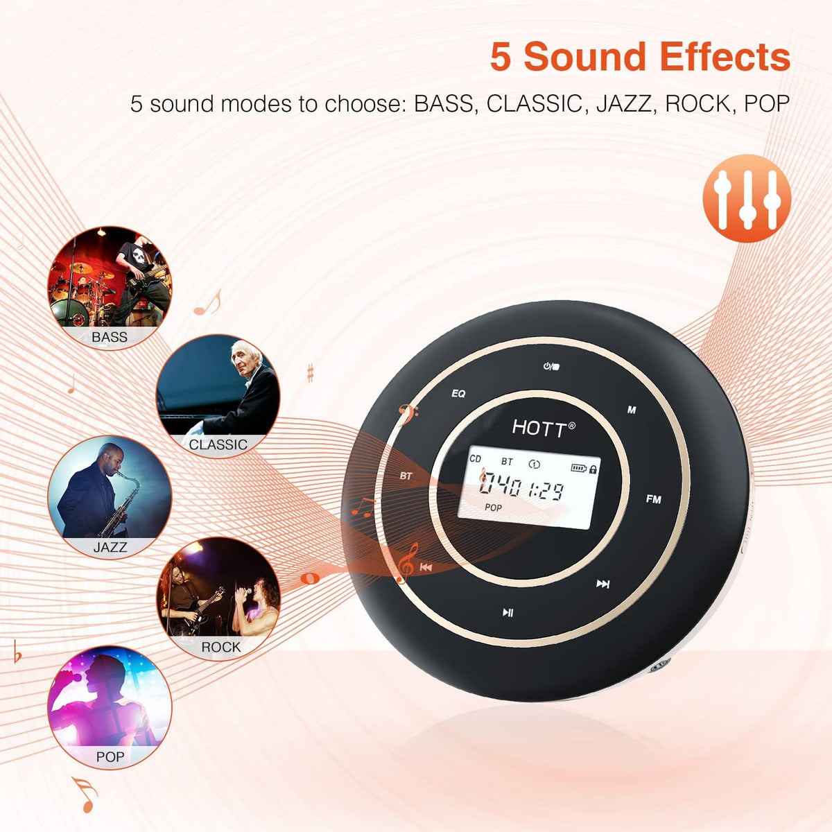 Portable CD Player with Bluetooth and FM Transmitter M722