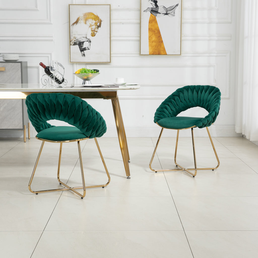 Velvet Accent Chairs Set of 2 with Gold Legs K7475