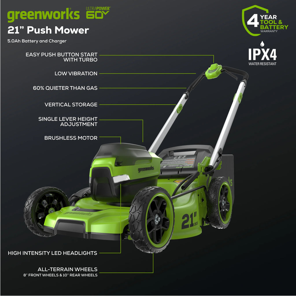 60V 21" Push Lawn Mower with 5.0 Ah Battery & Charger A719