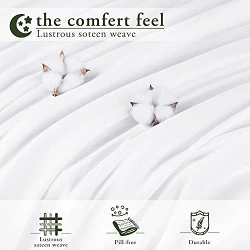Queen Size 100% Egyptian Cotton 4 Piece Bed Sheet Set, White R543