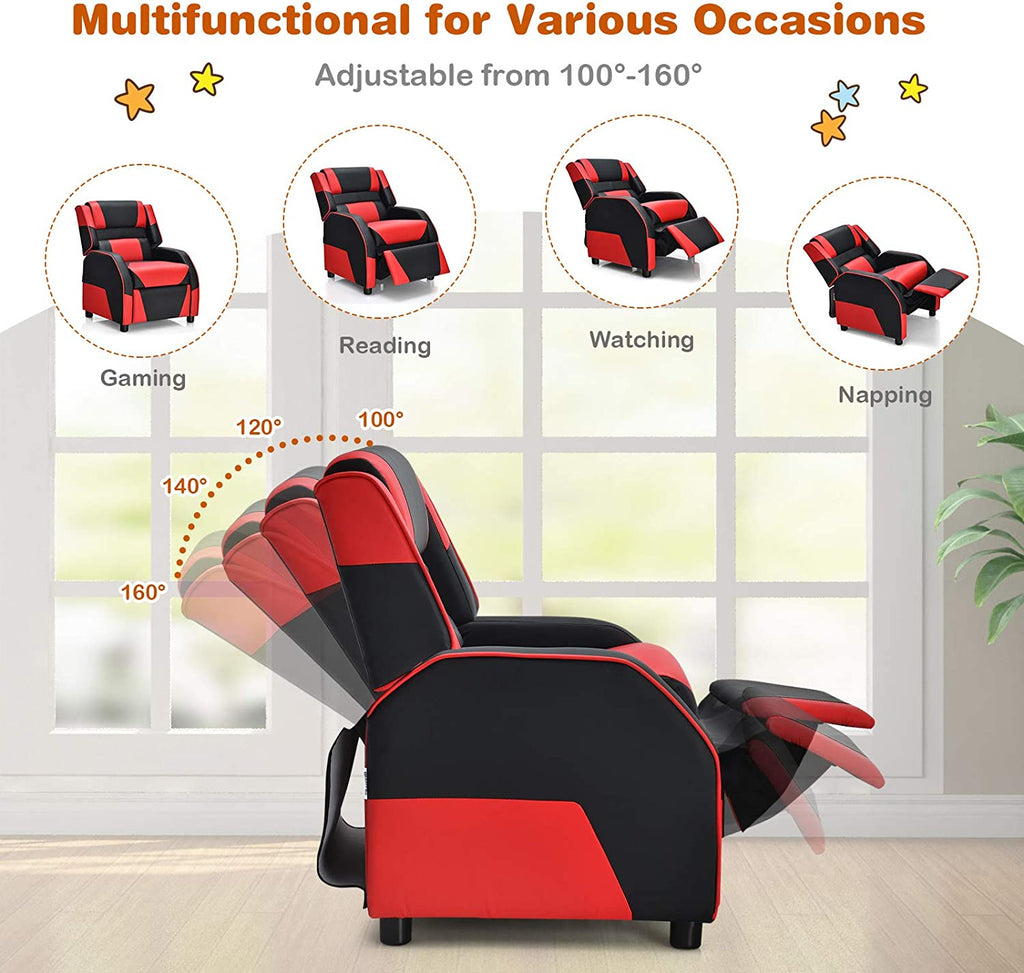 Red Ergonomic PU Leather Gaming Recliner Chair J175