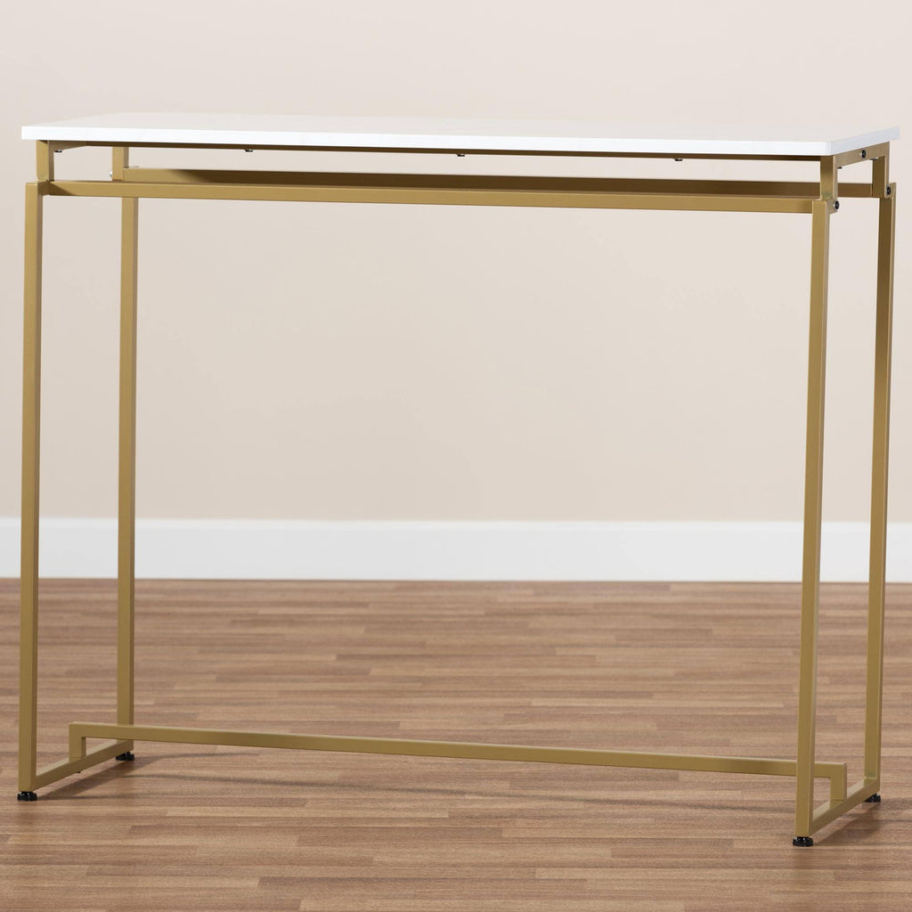 Gold Faux Marble Console Table E92430