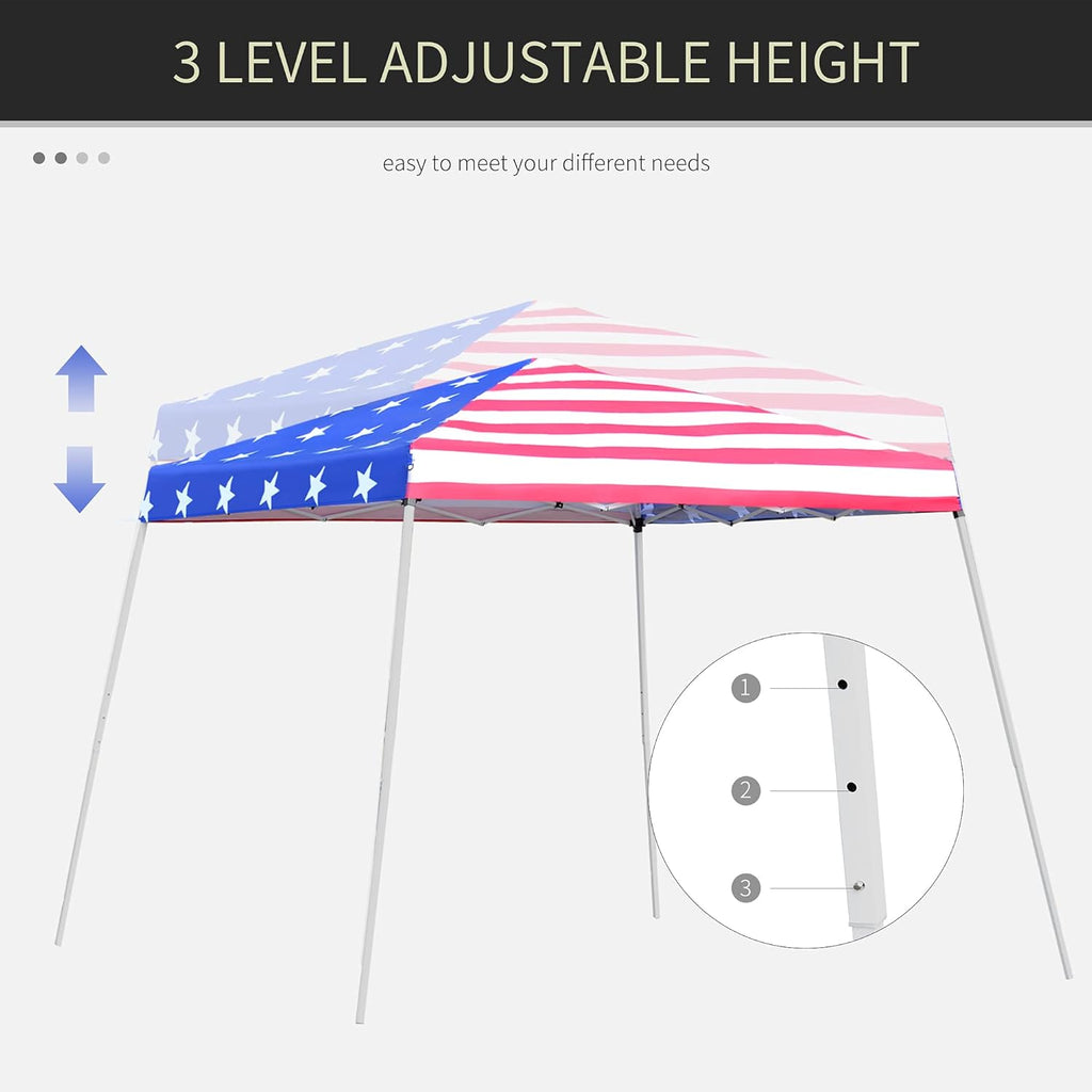 10'x 10' Outdoor Pop Up Canopy Tent with Slanted Legs U722