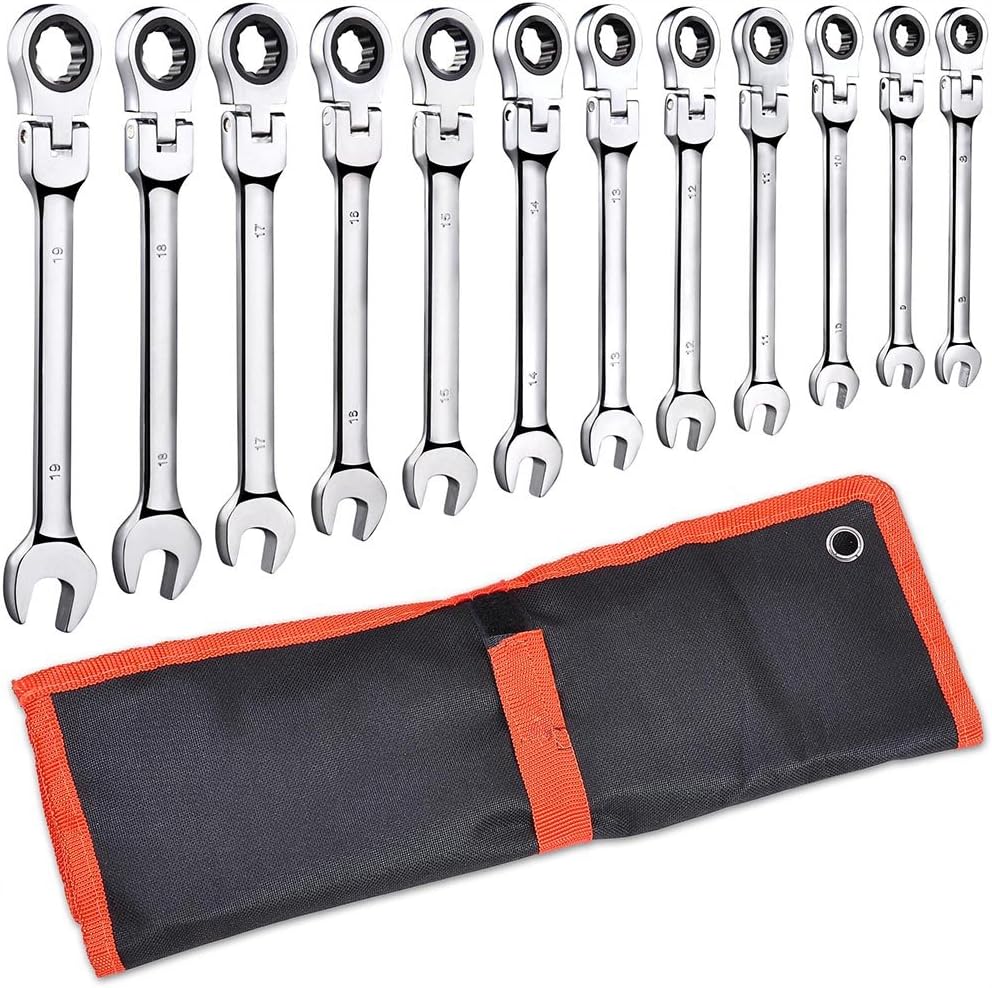 12pc Ratchet Spanner 8-19mm Metric Wrench Set N58760