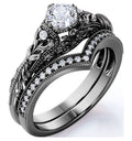 10k Black Gold Diamond Wedding Ring Set P296