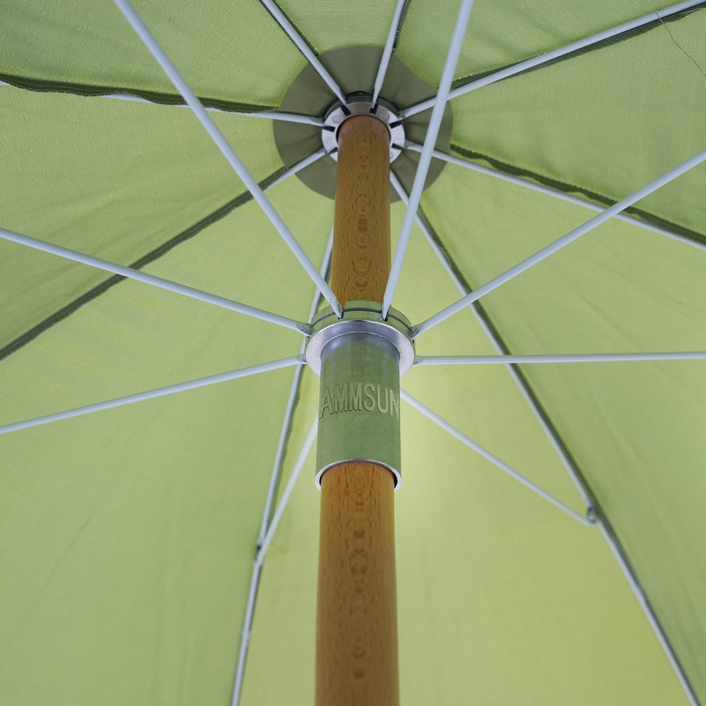 6.5ft Boho Fringe Beach Umbrella with Tassel Wood Pole UPF50+ UV Protection, Green S916