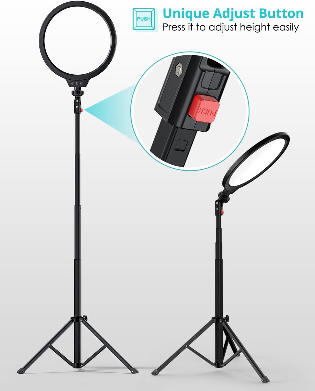 10" LED Video Light with Adjustable Tripod Stand, 3 Modes 5 Brightness Levels, Pack of 2 E892
