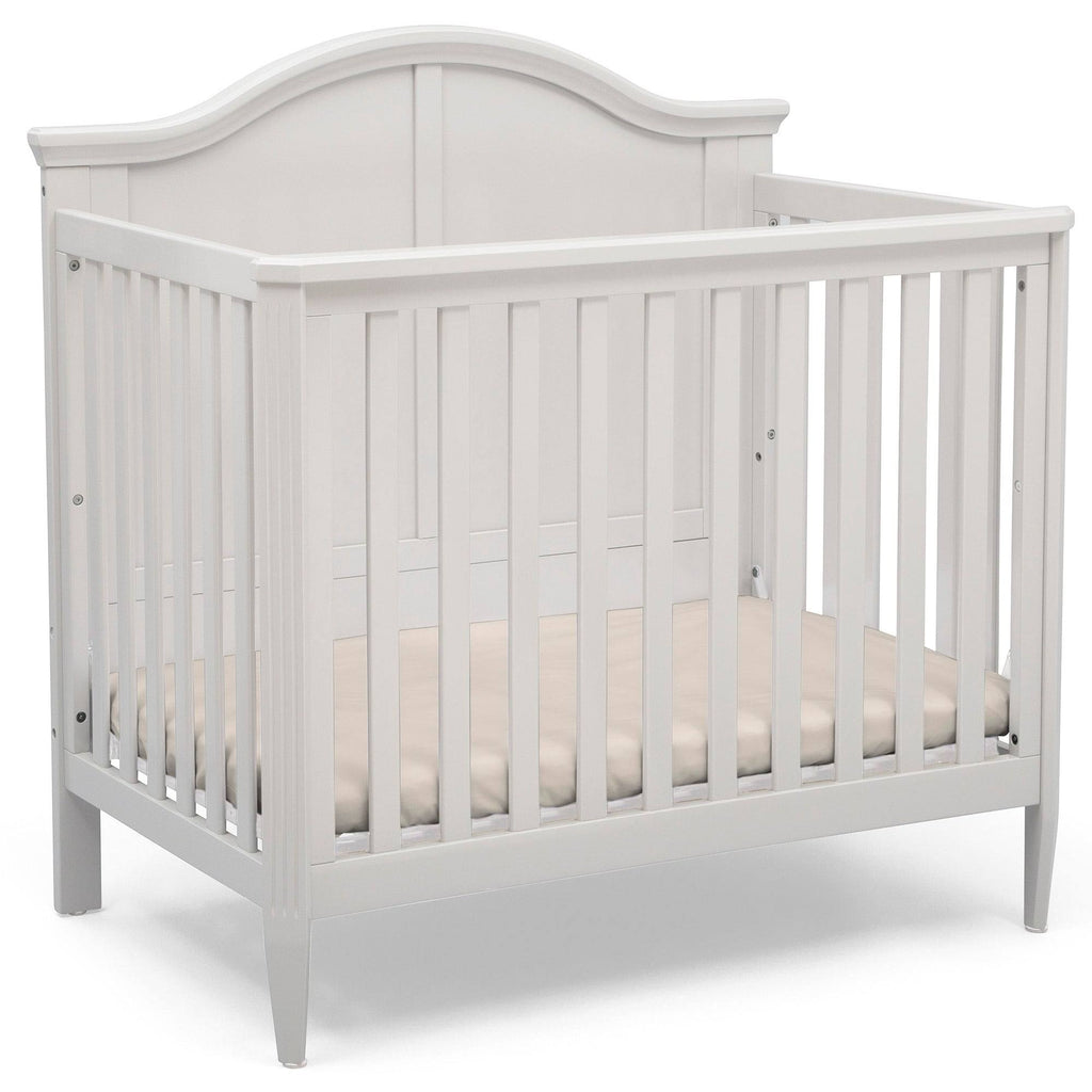 Mini Convertible Baby Crib with Mattress in Bianca White J3149