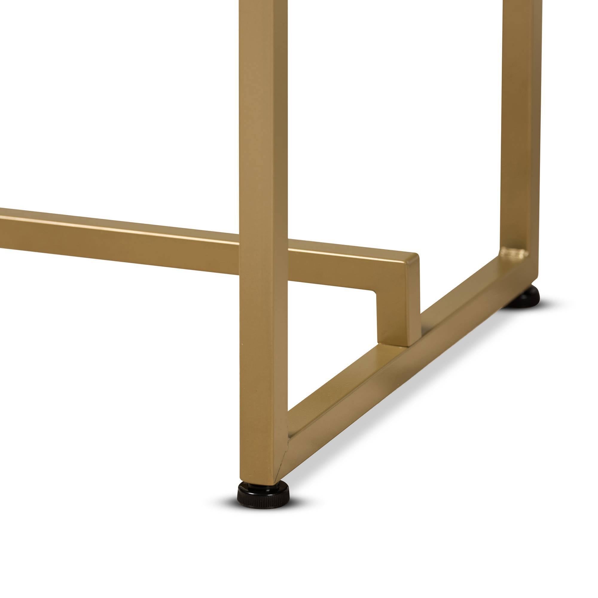 Gold Faux Marble Console Table E92430