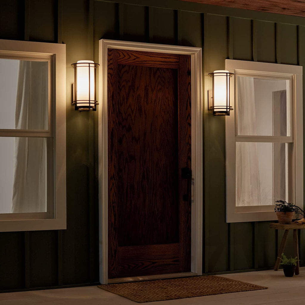16 1 Light Outdoor Wall Light with Satin Etched Cased Opal Glass in Architectural Bronze D46800