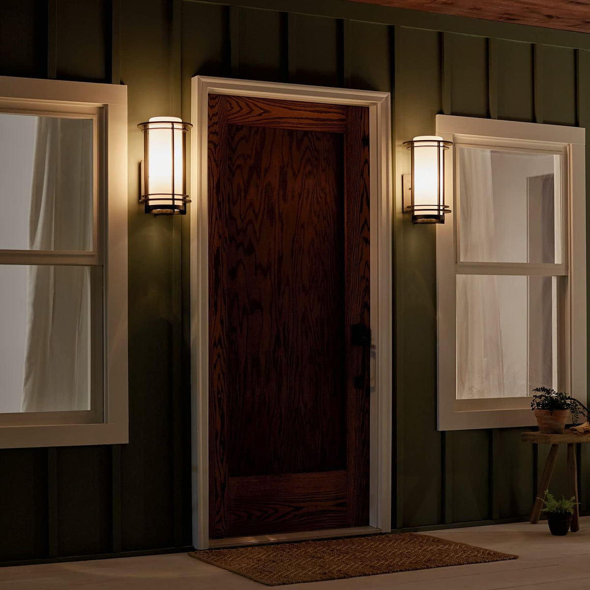 16 1 Light Outdoor Wall Light with Satin Etched Cased Opal Glass in Architectural Bronze D46800