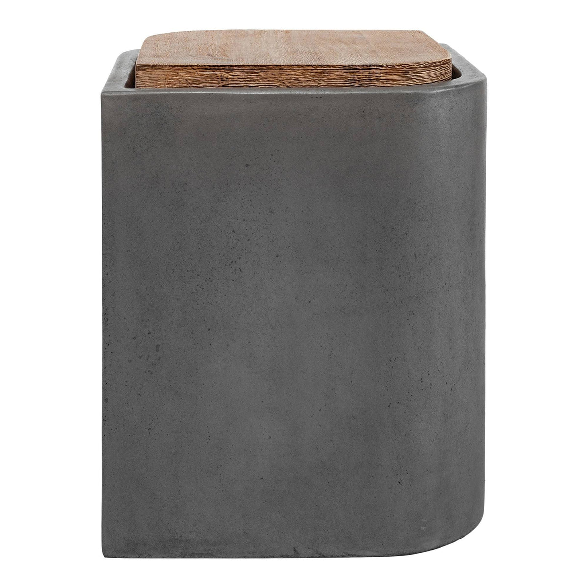 Modern Acacia Wood Top and Concrete Stool A37763