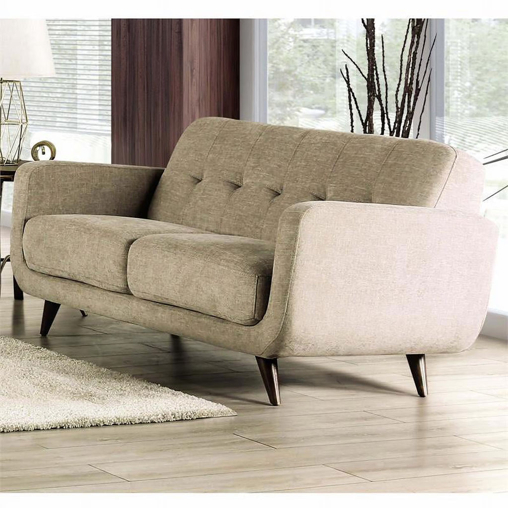 Beige Fabric Tufted Loveseat F5266
