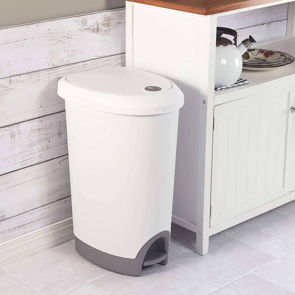 White 12.6 Gallon Locking StepOn Wastebasket (2 Pack) M941737
