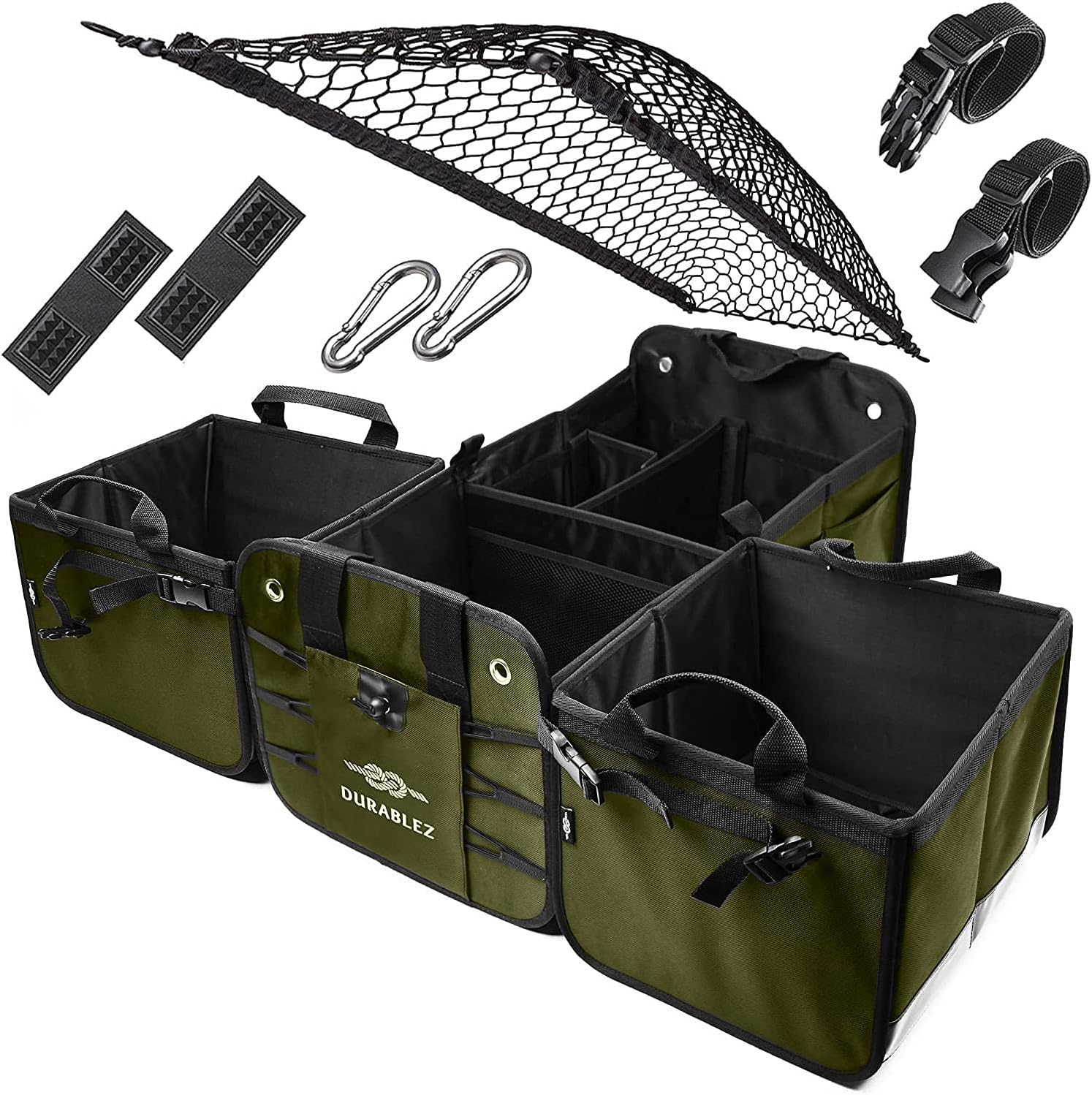 3 Compartment Separable Collapsible Car Trunk Storage Organizer, XL, Black Q4078