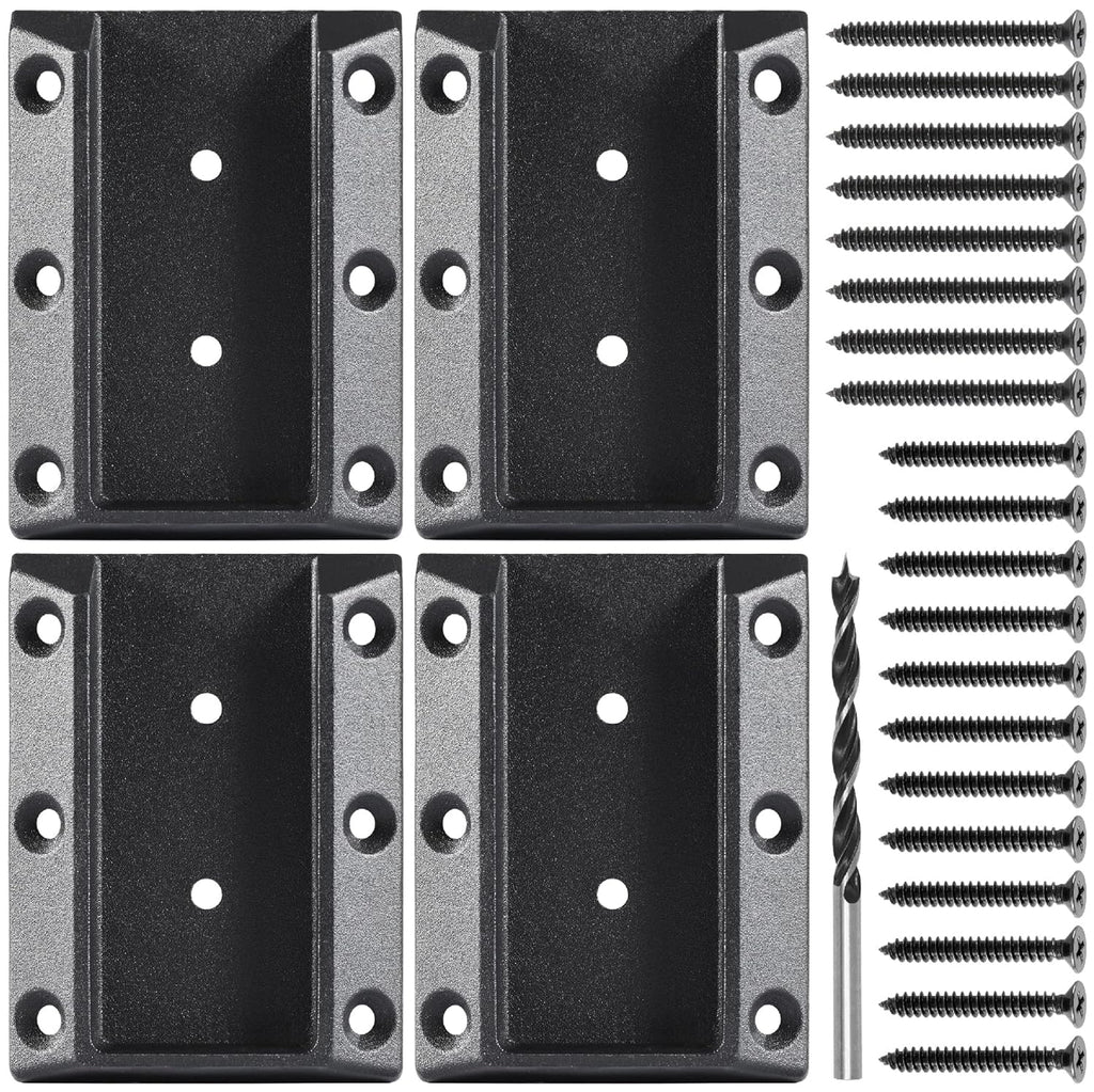 304 Stainless Steel Deck Railing Bracket, 2 Pairs, Black C2569