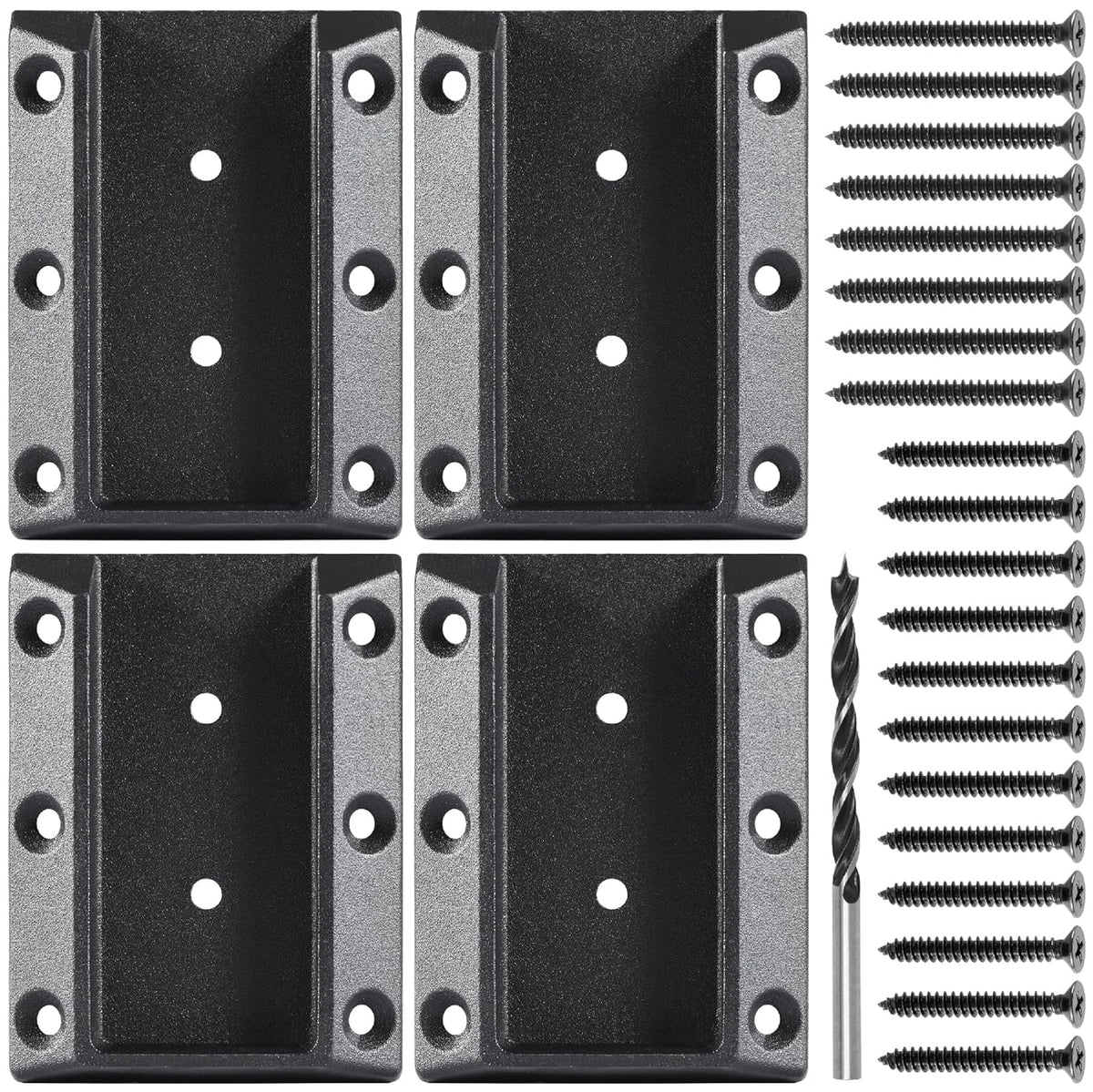 304 Stainless Steel Deck Railing Bracket, 2 Pairs, Black C2569
