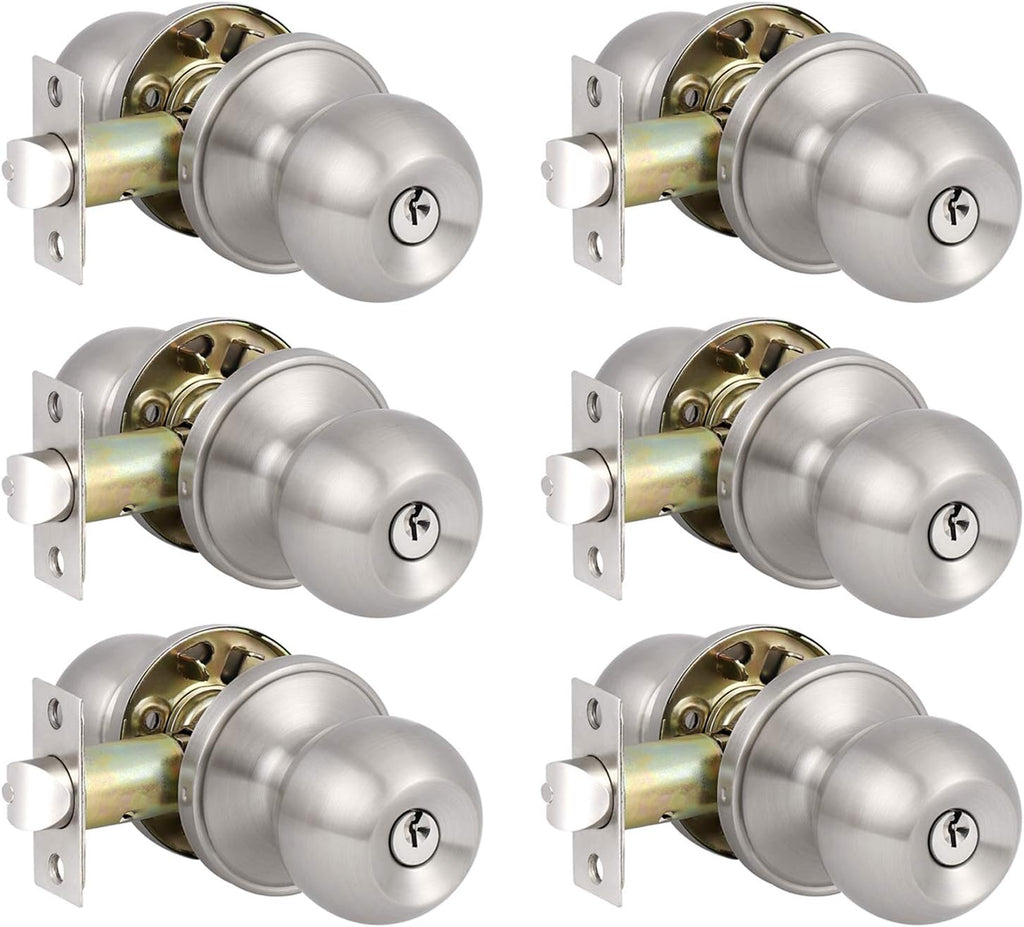 5 Pack Brushed Nickel Passage Door Handles P5080