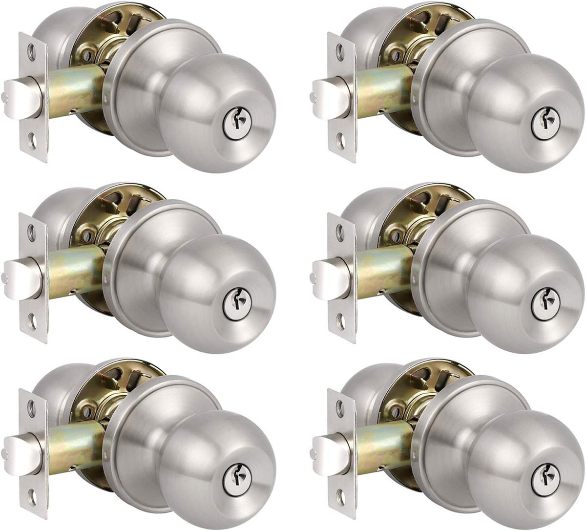 5 Pack Brushed Nickel Passage Door Handles P5080