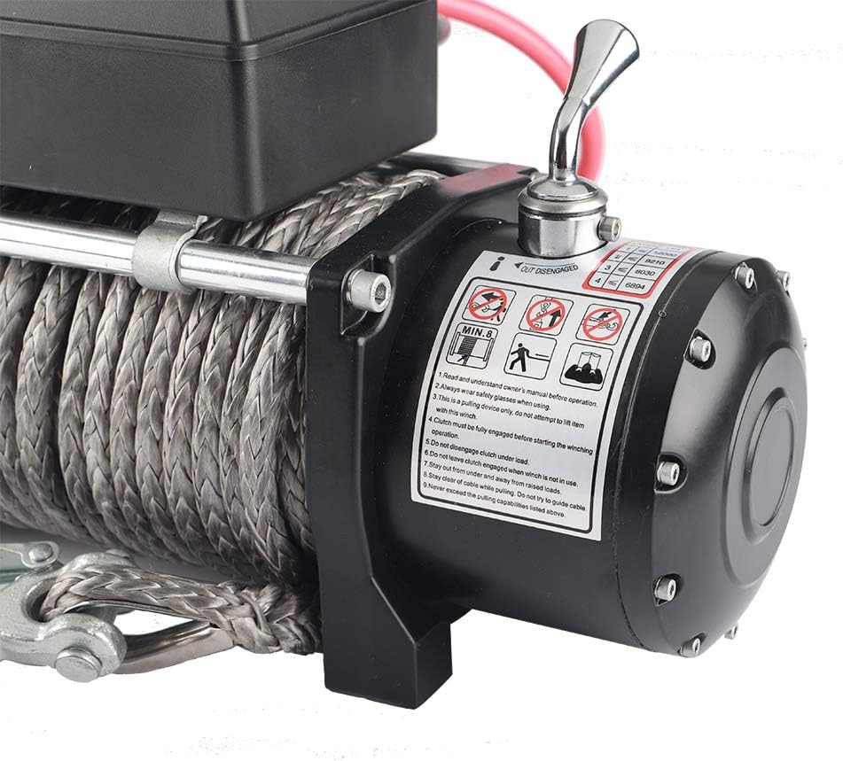 12V DC Winch with Synthetic Rope, 6 Ton (12,000 lb) Pulling Capacity B66868