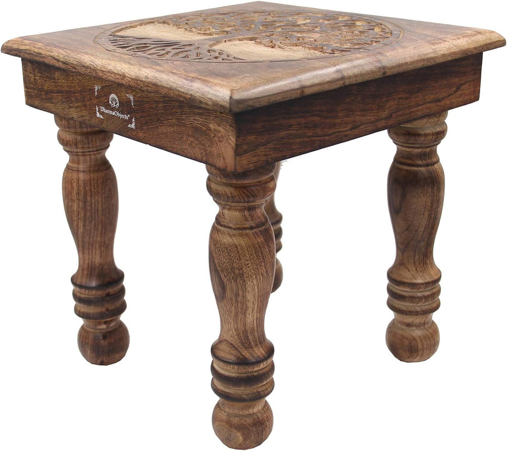Solid Mango Wood Hand Carved Puja Shrine Altar Table L657854
