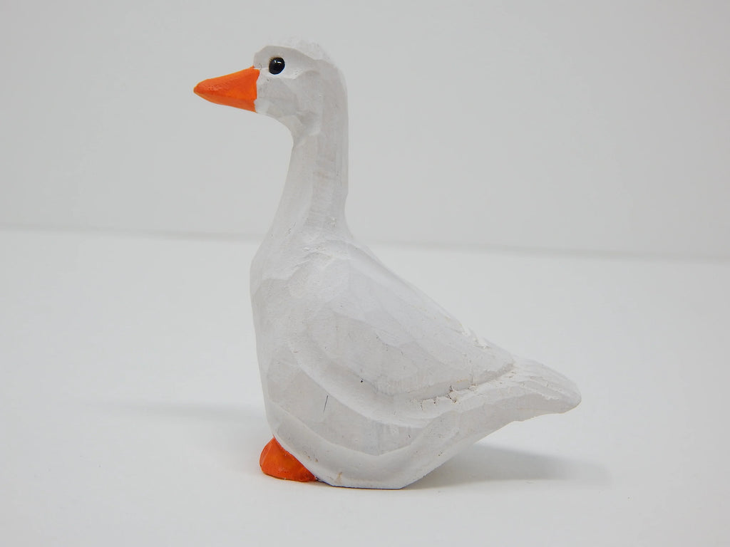 White Goose Handmade Wood Carved Figurine Collectible C5373