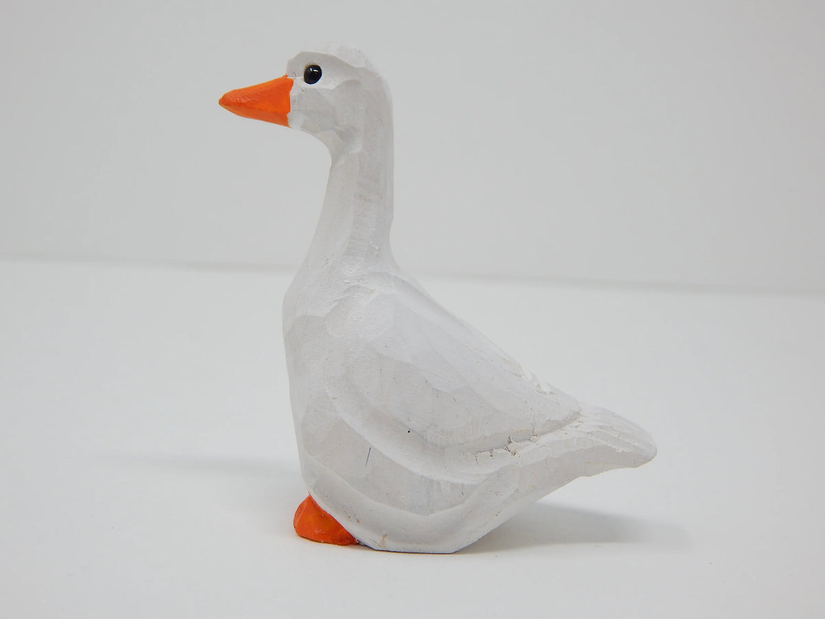 White Goose Handmade Wood Carved Figurine Collectible C5373