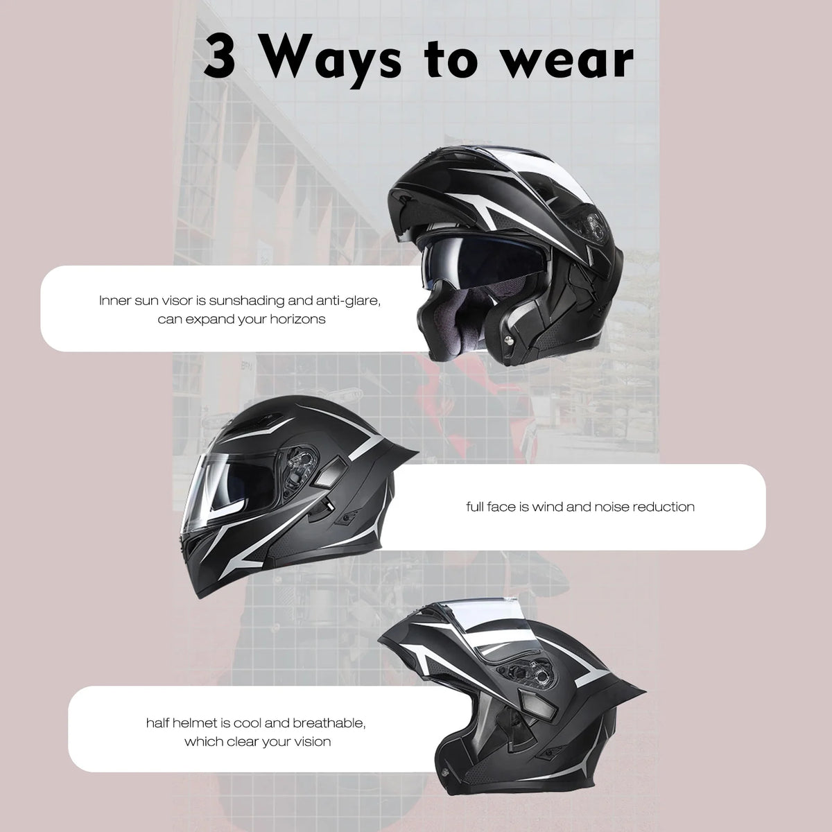Motorcycle Flip up Full Face Helmet with Dual Visor Z206547