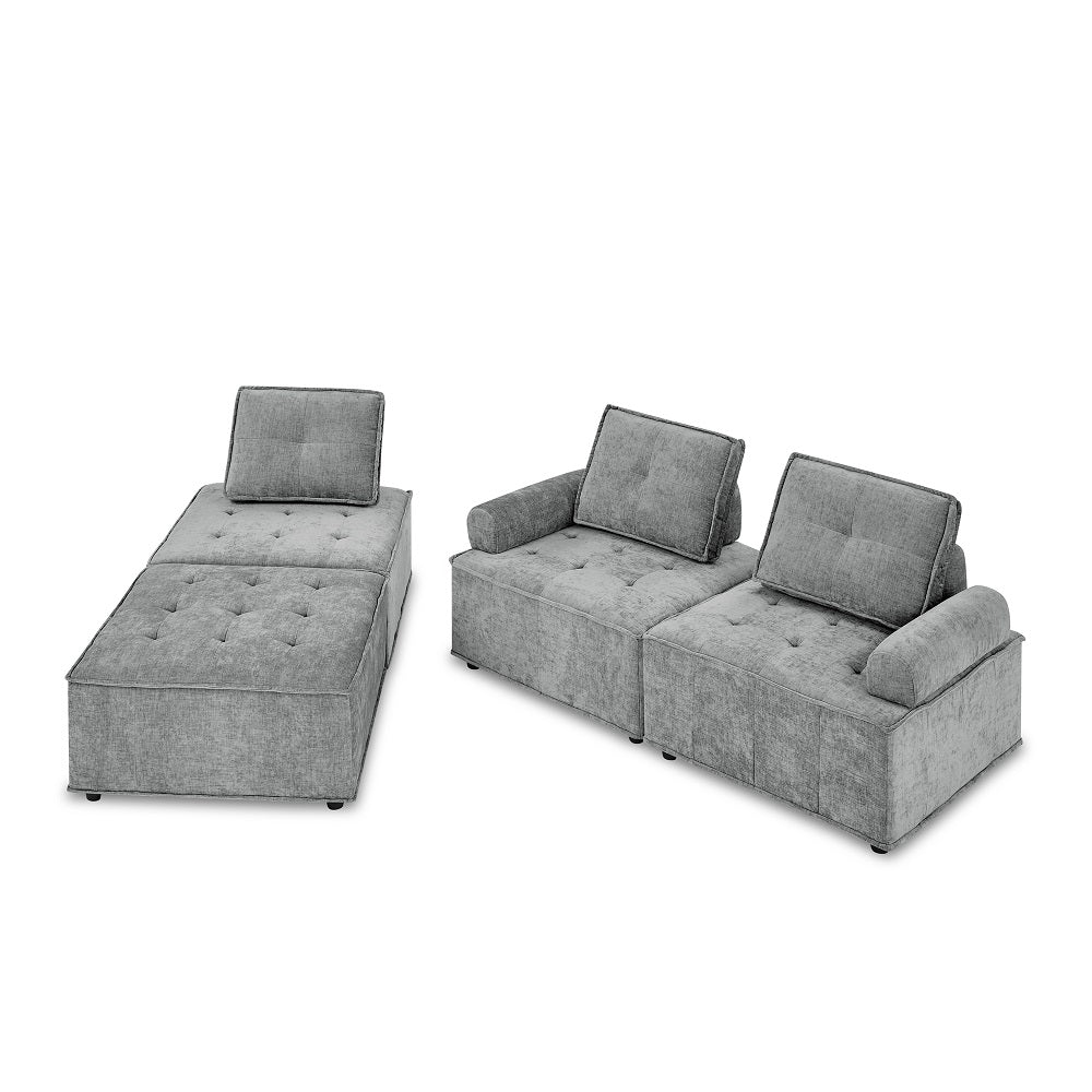 Chenille Grey Modular Sectional Sofa C56390